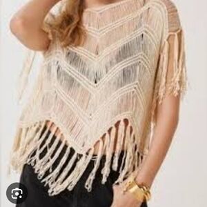 NWT Miracle Boho Festival Crochet Romantic Victorian Fringe Top